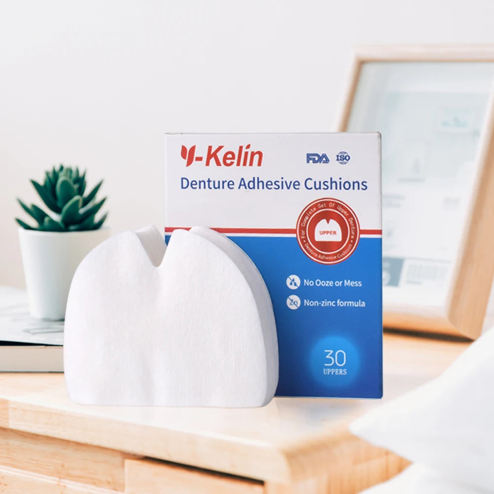 Y-Kelin Upper Denture Adhesive Cushions — 120 Pads (4 Pack) for Secure, Comfortable Hold