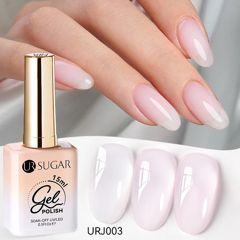 UR SUGAR 15ml Jelly Milky White Gel Polish – Translucent UV Soak Off Nail Art Varnish Semi-Permanent Fashion Nail Color
