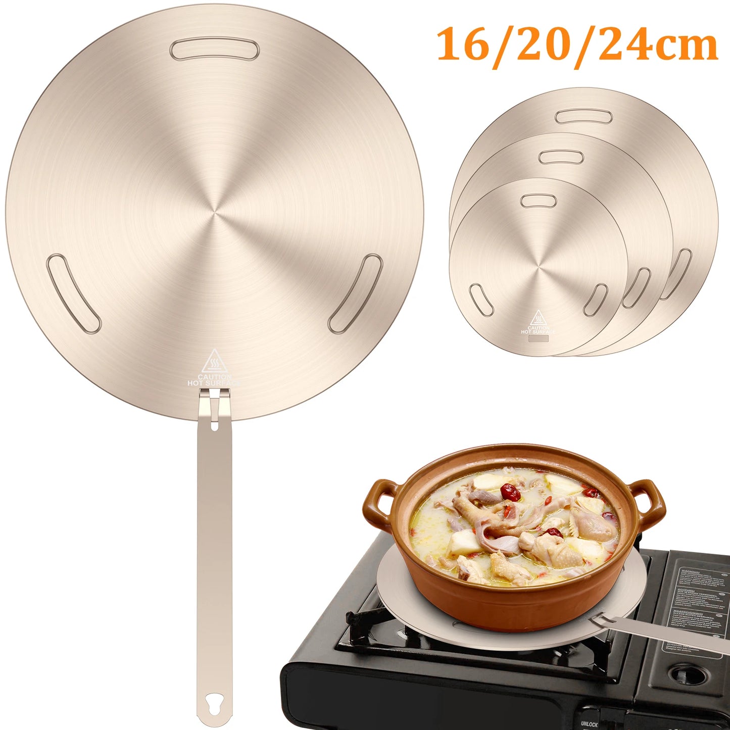 Portable Heat Conduction Plate for Gas Stove - Stainless Steel Induction Adapter with Removable Handle