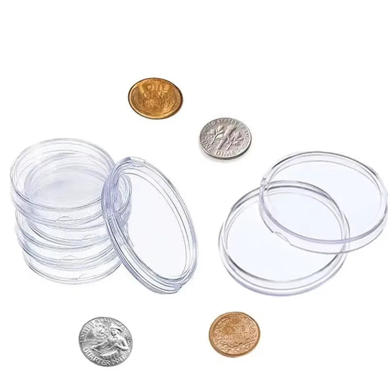 10/25pc Transparent Plastic Coin Capsules – 21-45mm Coin Storage and Collecting Case Holder