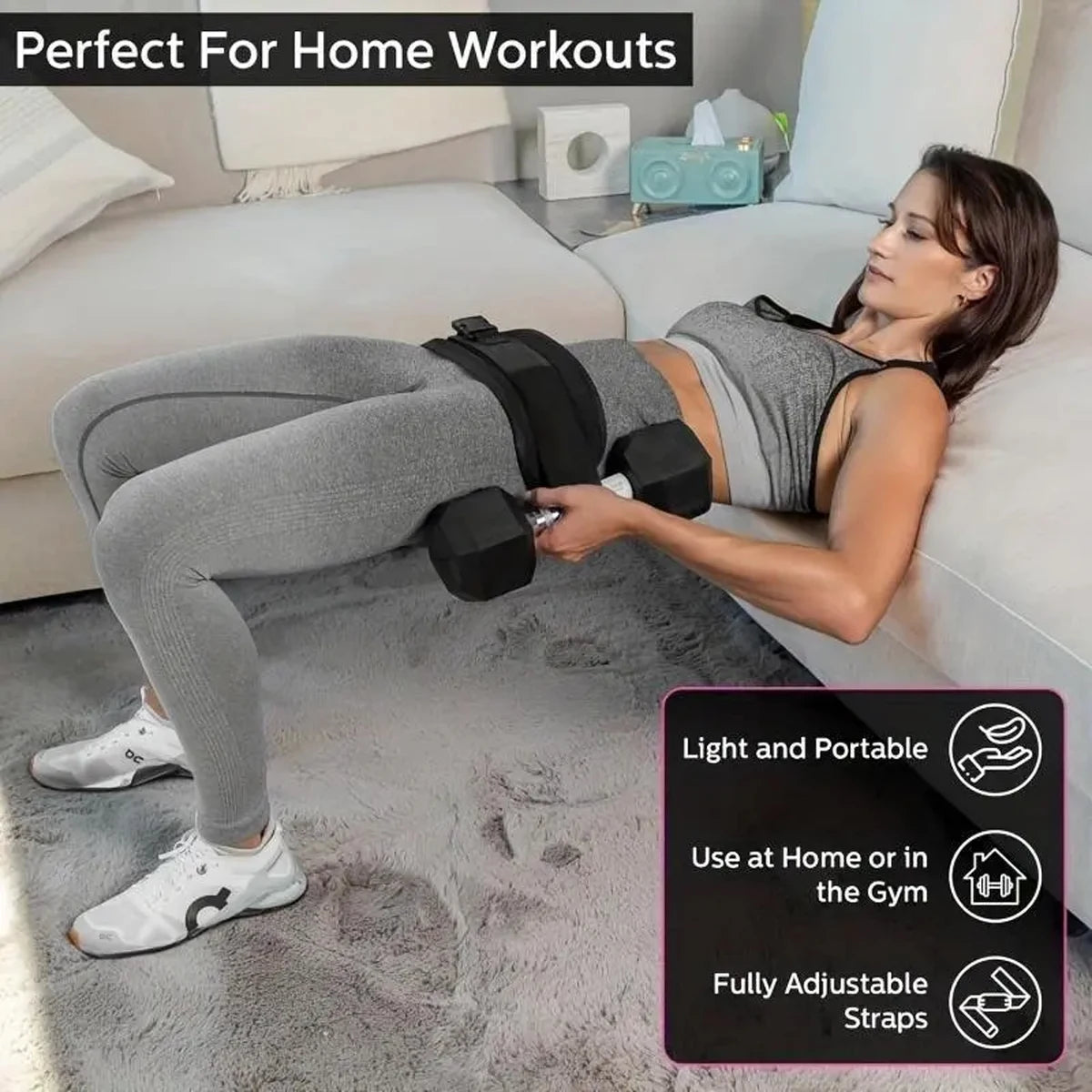 Adjustable Weighted Waist Belt - Home Workout Fitness Gear for Dumbbell Training and Hip Shaping Exercises