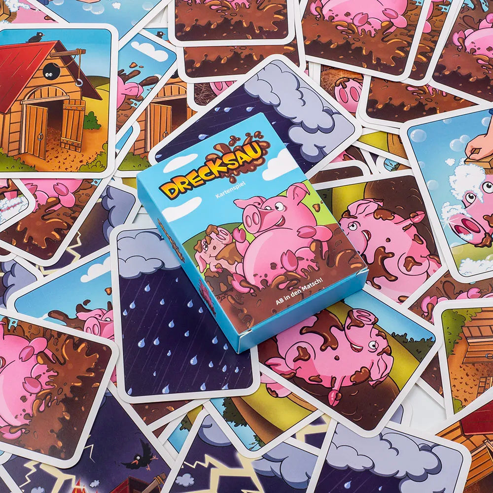 Drecksau Party Card Game - Fun Board Game for Family and Friends, 10.7 × 7.6 cm, Entertaining Strategy Game Gift