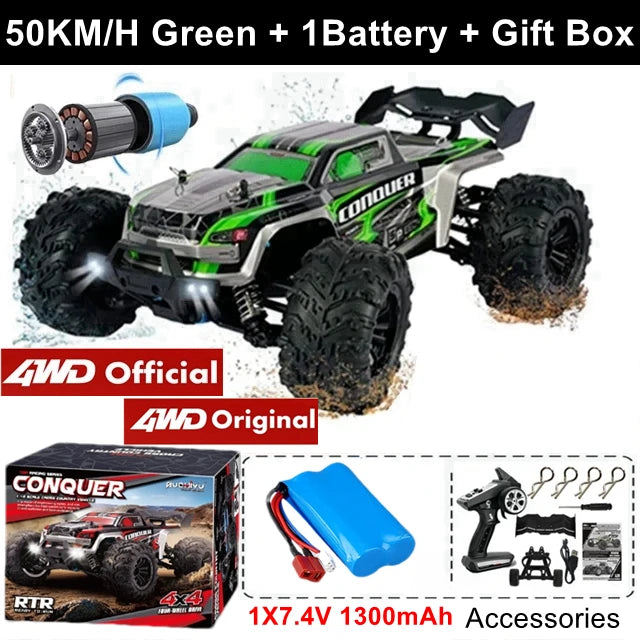 4WD Remote Control Car – Off-Road 4x4 RC High-Speed Buggy Truck, Brushless 50/80KM/H Drift Racing Toy for Kids & Adults
