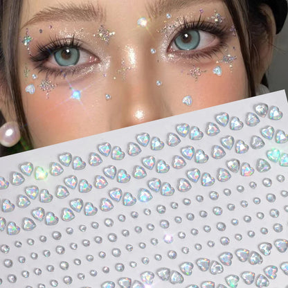 3D Holographic Teardrop Rhinestone Stickers - Self-Adhesive Crystal Diamond Face, Eye & Hair Decoration Tattoos