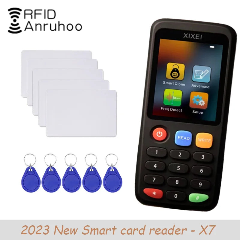X7 RFID Smart Card Reader and Copier - 125kHz ID and 13.56MHz NFC Chip Writer for NTAG213/215 Cards and Tags