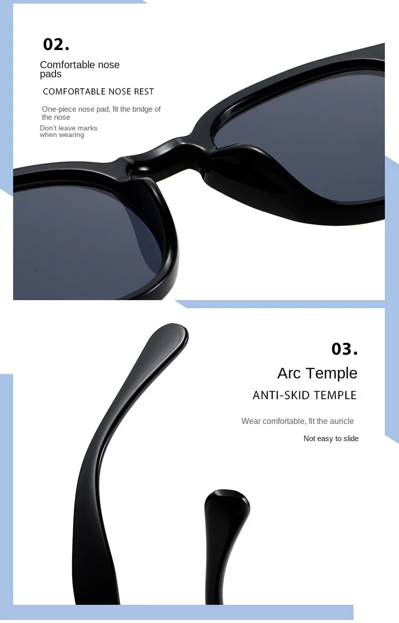 Vintage Rectangle Sunglasses – Luxury Designer Square Sun Glasses for Men & Women