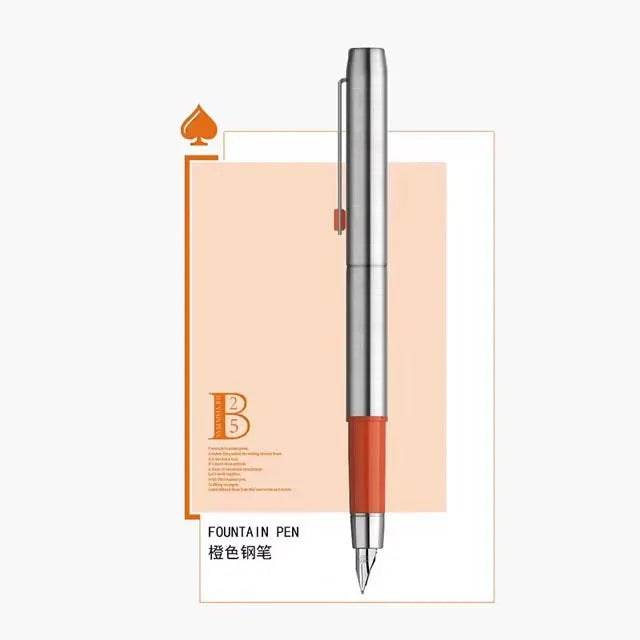 MAJOHN B25 Metal Fountain Pen - Fine Nib Stainless Steel Writing Pen with Ink Absorber for Business & Office Use