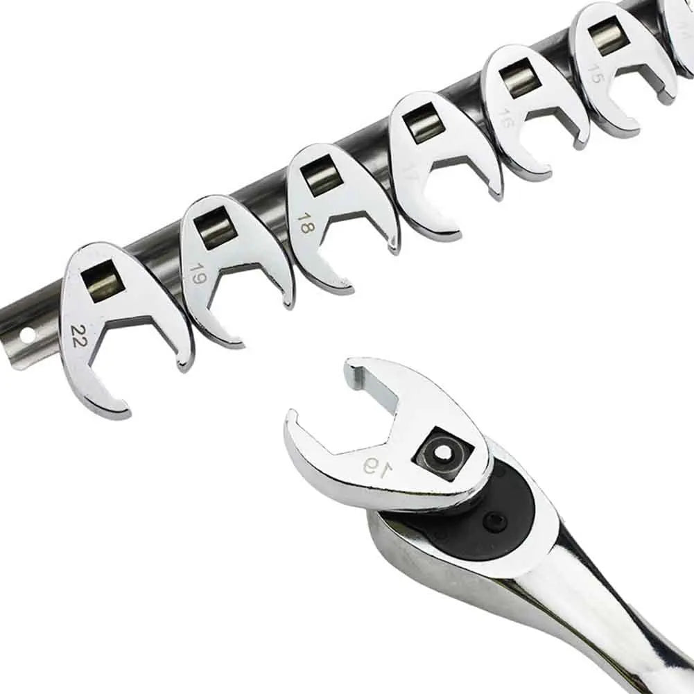 10pcs 3/8" Drive Crowfoot Wrench Set — 10-22mm Metric Open-End Spanners for Torque Wrenches