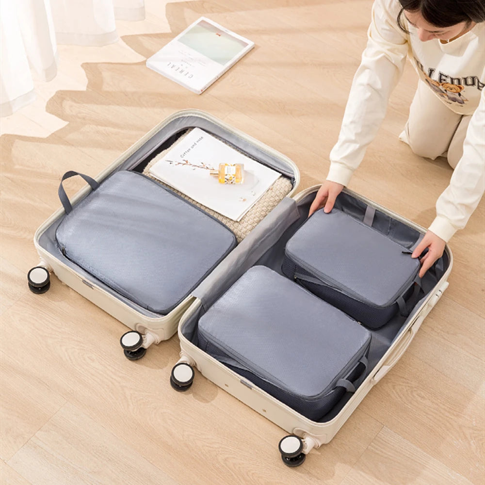 3pcs Travel Packing Bag Set | Compressible Waterproof Nylon Organizer for Suitcase, Luggage, Portable