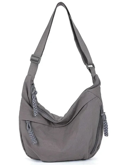 Trendy Women’s Soft Cloth Shoulder Bag | Solid Color Casual Crossbody & Hobo Bag for Students