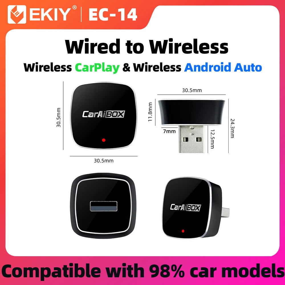 EKIY 2-in-1 AI Smart Box — Wireless CarPlay & Android Auto Adapter with Wired CarPlay for Car Intelligent Systems