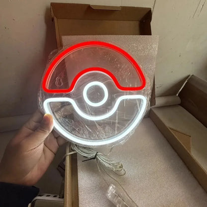 20x20cm Poke Ball LED Acrylic Light – Luminous Neon Decor for E-Sports Room, Wall & Gift