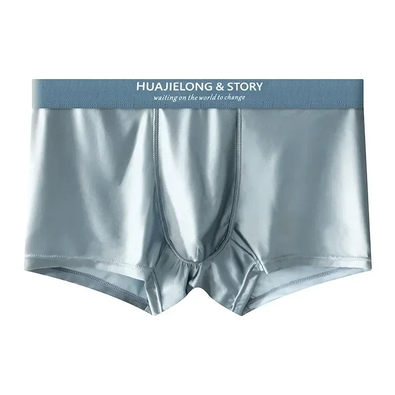 Men’s Ice Silk Boxer Shorts – Breathable Satin-Like Mesh Summer Underwear, Skin-Friendly Comfort Fit (1–3 Pack)