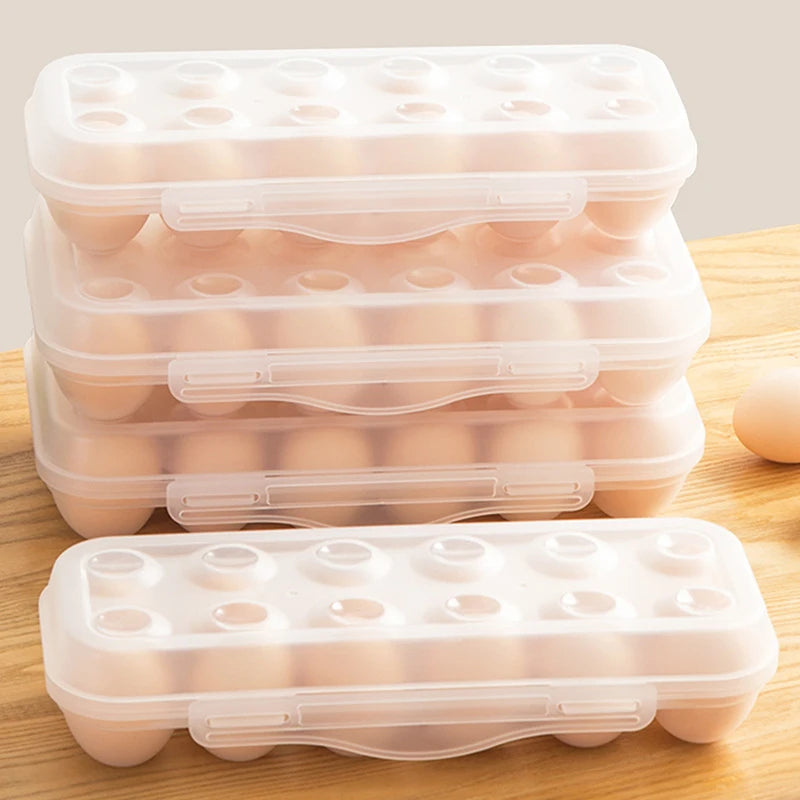 12/18 Grid Egg Storage Box - Refrigerator Egg Organizer Tray with Lid