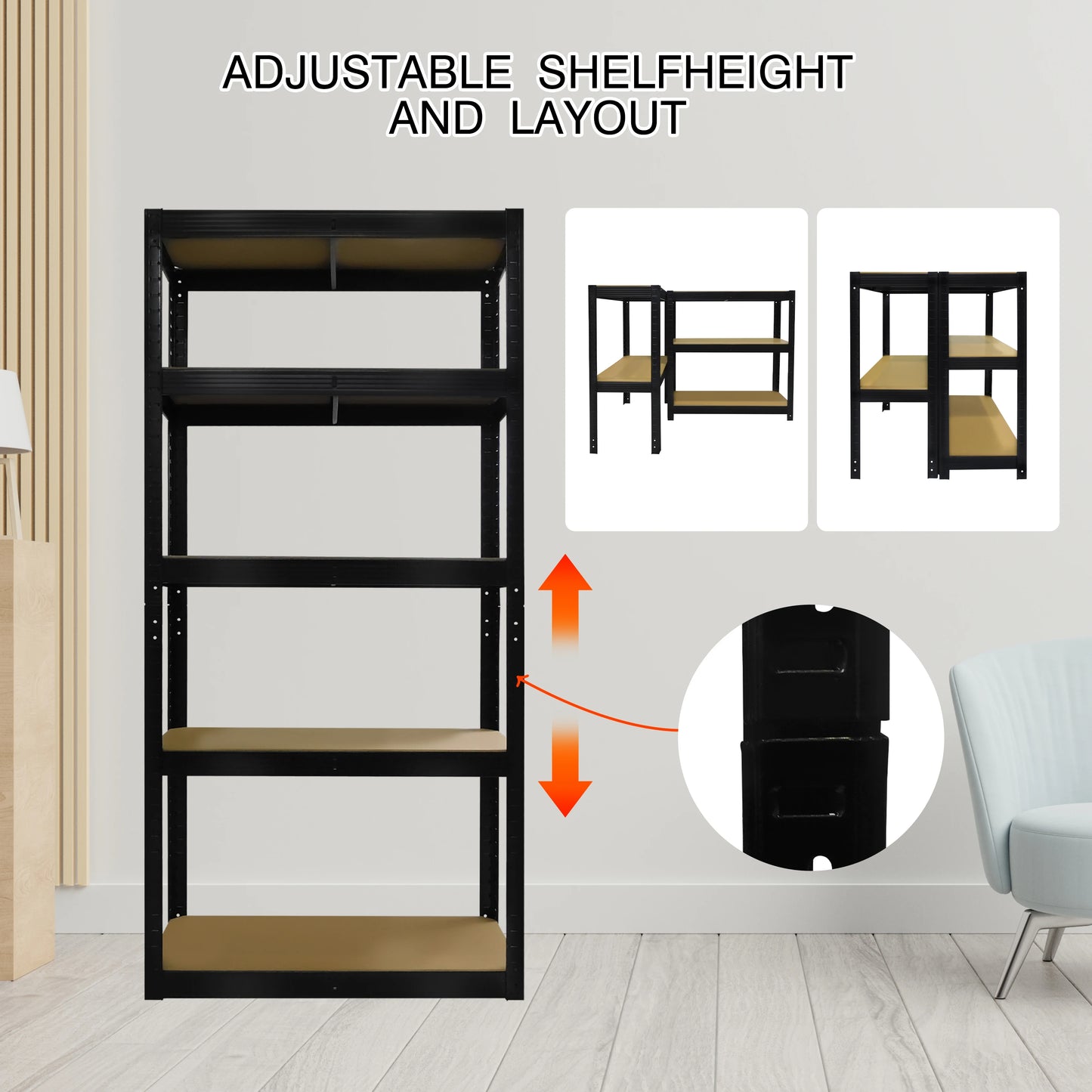60"x28"x12" Heavy Duty 5-Tier Metal Storage Shelf Unit – Boltless Design, Easy to Assemble