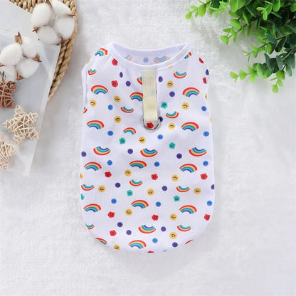 Cooling Summer Pet Vest - Soft Cartoon Dog Cat Shirt for Small Medium Large Dogs Puppy French Bulldog Clothing