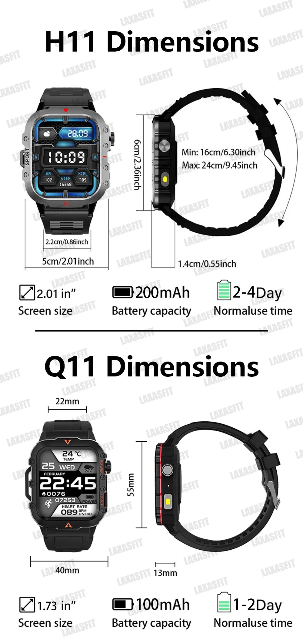 LAXASFIT Men’s Sports Smart Watch – 1.71" Screen, Blood Oxygen, Bluetooth Call, LED Flashlight, Multi-Sport Outdoor Watch