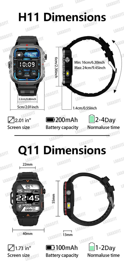 LAXASFIT Men’s Sports Smart Watch – 1.71" Screen, Blood Oxygen, Bluetooth Call, LED Flashlight, Multi-Sport Outdoor Watch