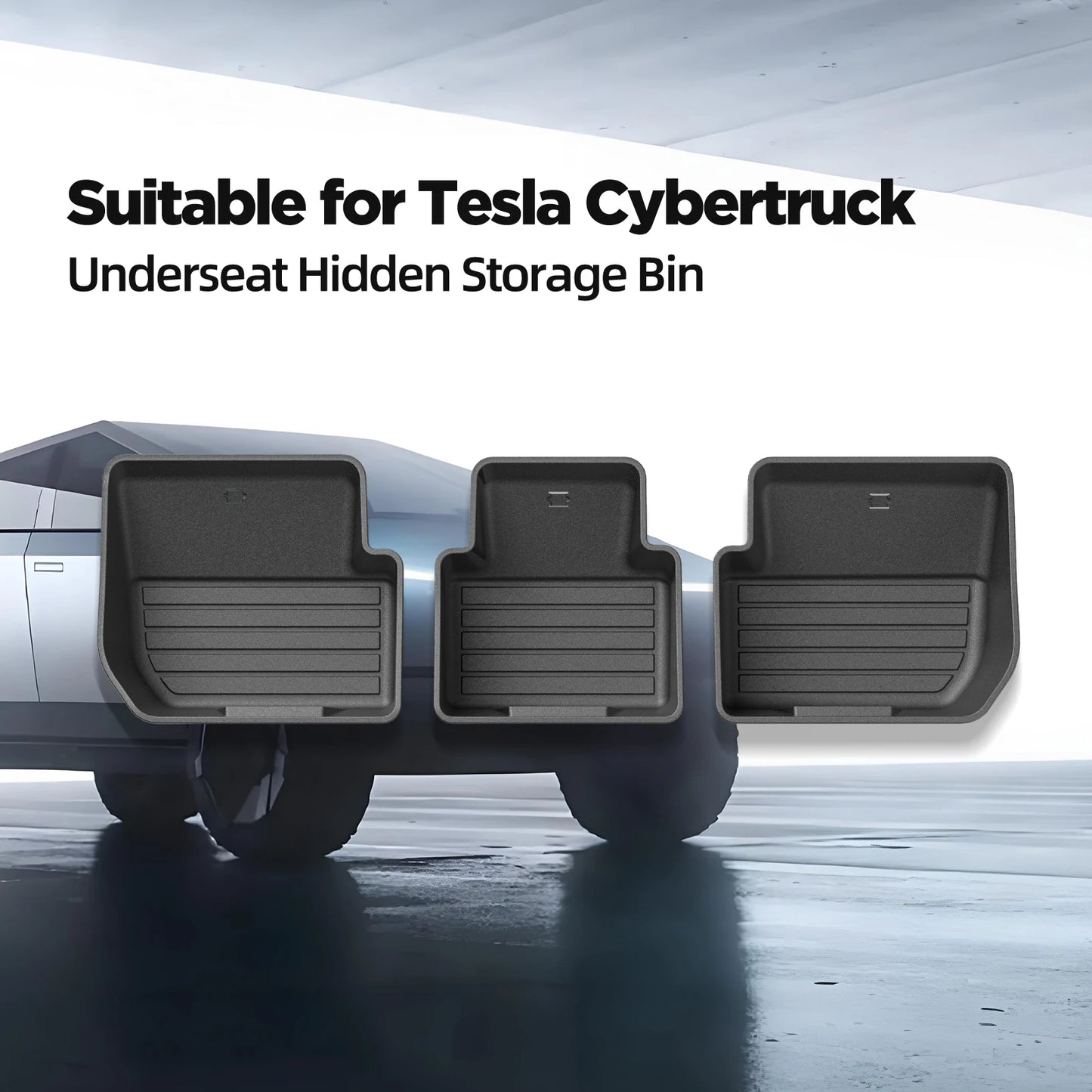 Tesla Cybertruck 2024–2025 Under Seat Storage Box Set – Rear Seat Lower Organizer Case, Car Interior Hidden Storage Accessories