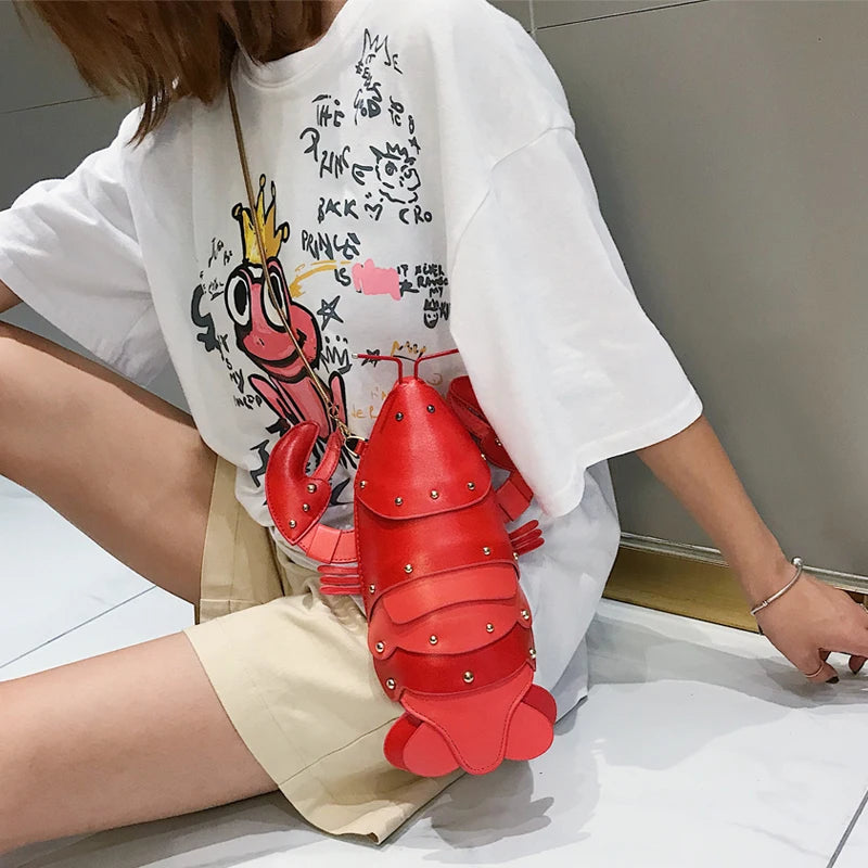 Cute Lobster Style Crossbody Mini Bag — PU Leather Chain Purse for Girls & Women Shoulder Clutch 2021