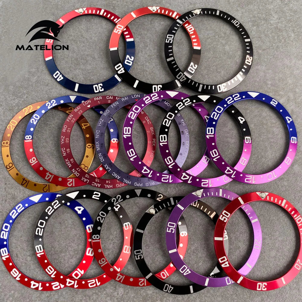 MATELION 38mm Ceramic Bezel Insert — Alloy Watch Ring for 40mm NH35/NH34 GMT Diving Watches