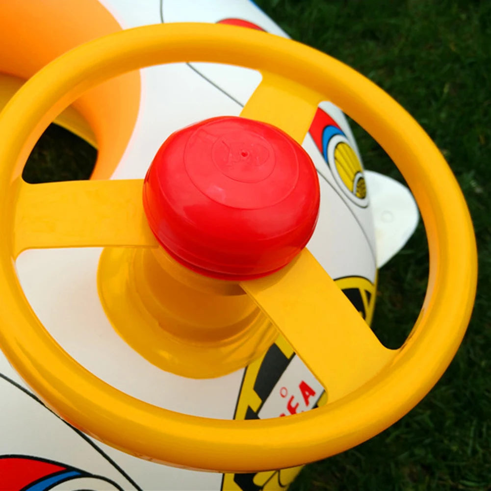 Inflatable Kids Swim Seat - Tear-Resistant Pool & Beach Water Toy with Fun Car Horn Design for Children