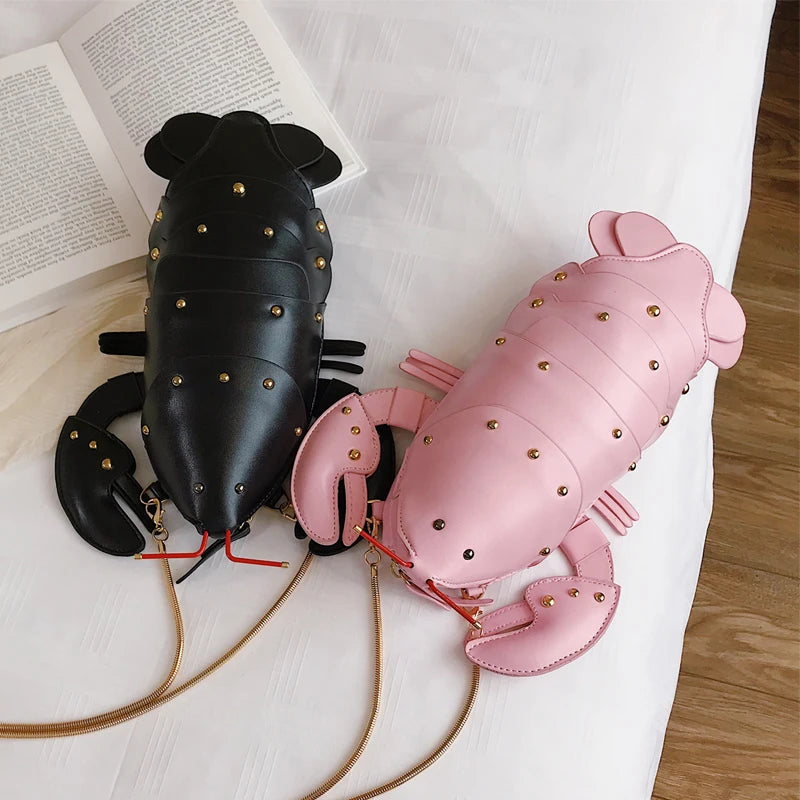 Cute Lobster Style Crossbody Mini Bag — PU Leather Chain Purse for Girls & Women Shoulder Clutch 2021