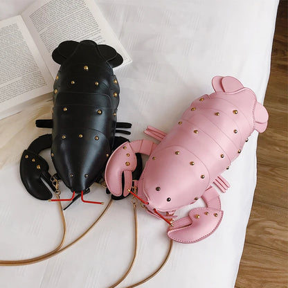 Cute Lobster Style Crossbody Mini Bag — PU Leather Chain Purse for Girls & Women Shoulder Clutch 2021