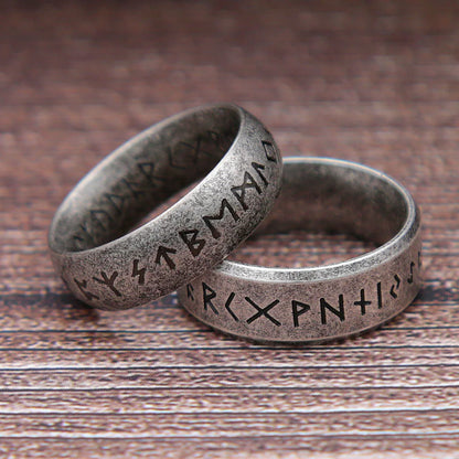 Fashion Retro Viking Rune Ring – 316L Stainless Steel Odin Letter Amulet, Couple Jewelry Gifts for Men & Women