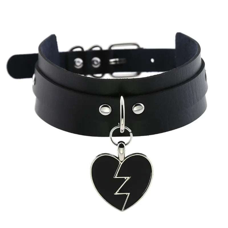 Harajuku Gothic Spike Rivet Star Choker Necklace – Black Bowknot PU Lace Leather Y2K Hip Hop Rock Jewelry for Girls