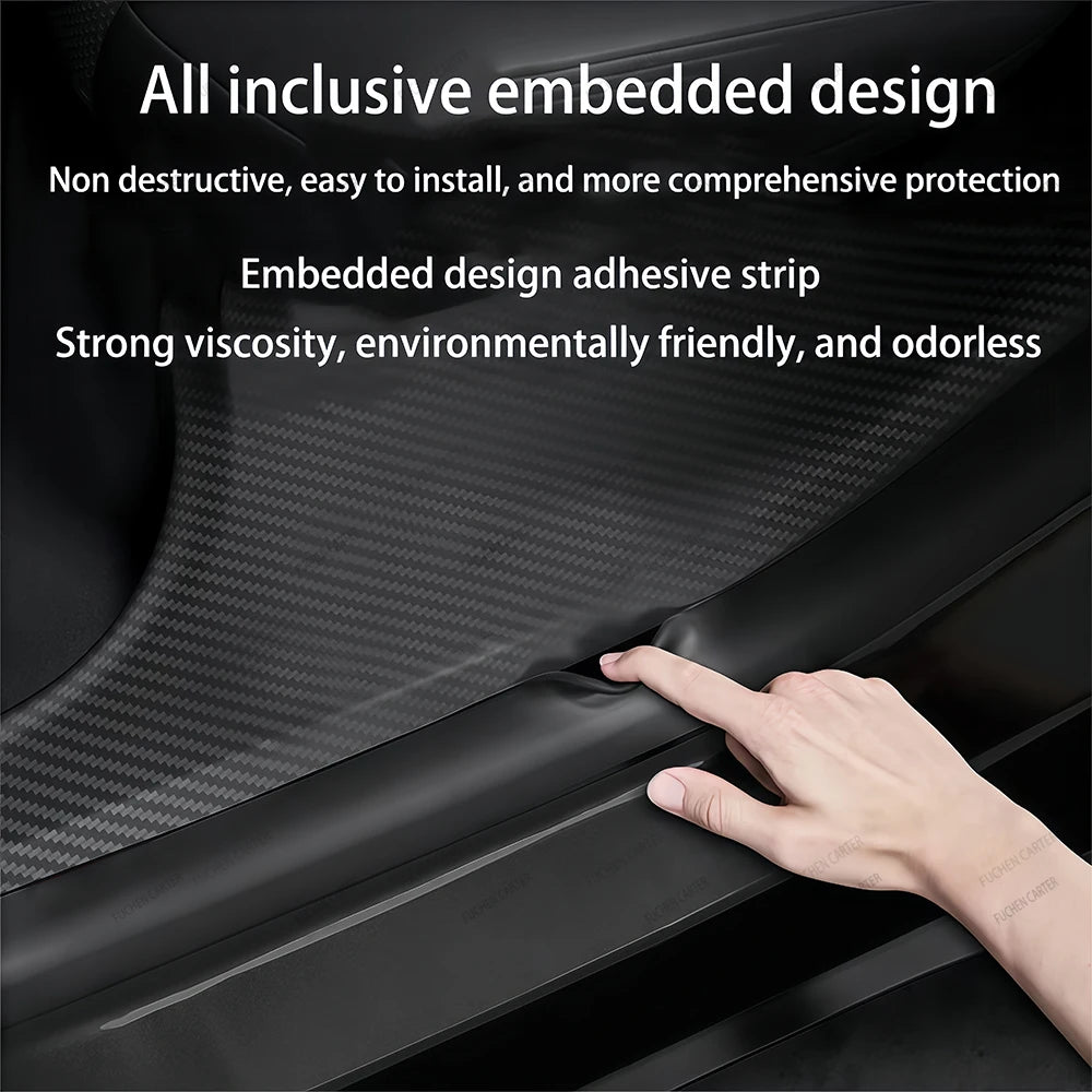 Tesla Model Y and YL Juniper 2025–2026 Door Sill Protectors – ABS Front and Rear Anti-Kick Threshold Guard Strips, Waterproof Pads