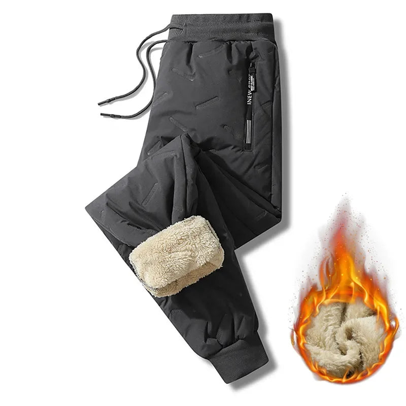 Winter Sweatwear for Men - Plush Thick Fleece Sweatpants, Lambswool Thermal Trousers, Waterproof & Windproof Cotton Casual Pants