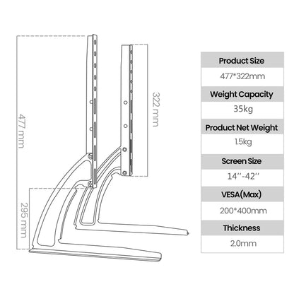 BEISHI Universal Table Top TV Stand for 14-42 Inch LCD/LED/OLED TVs - Pedestal Feet for Flat & Curved Screens