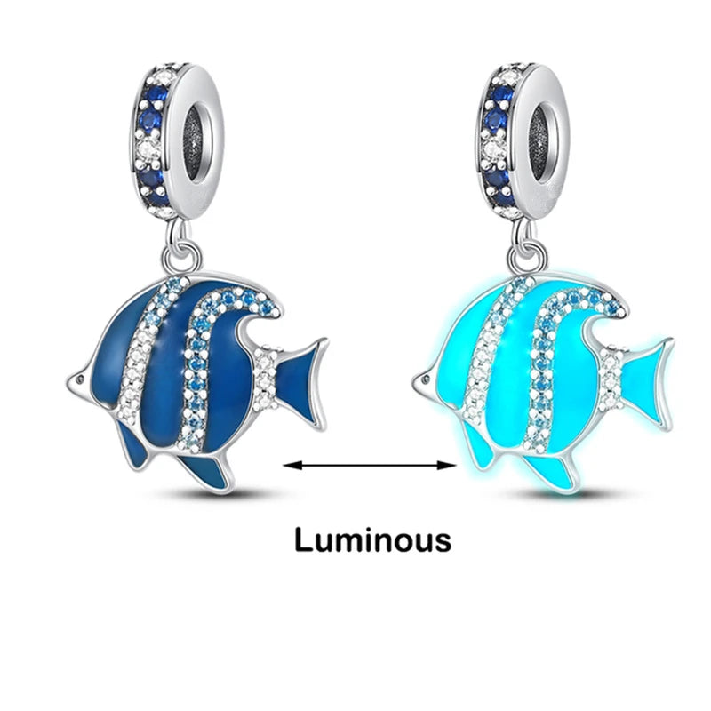 Chameleon Luminous Firefly & Butterfly Silver-Plated Charms - 925 Silver for DIY Bracelet Jewelry Making