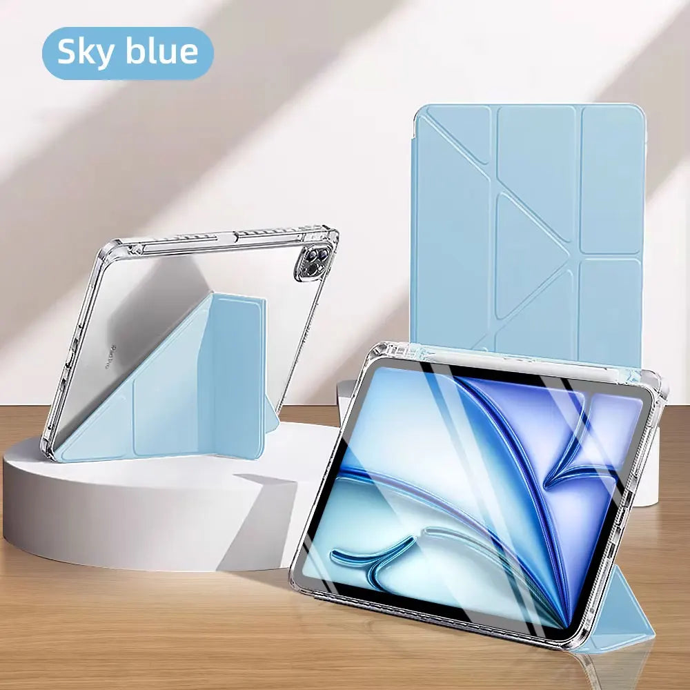 Smart Case with Pen Holder for iPad Air 5/6, Pro 11/12.9, Mini 6/7 – Compatible with 9.7" to 13" Models