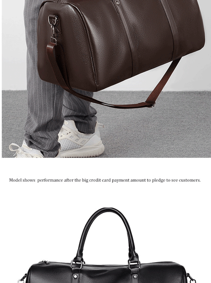 Retro Short Trip Bag – Large Capacity PU Waterproof Sports & Fitness Motorcycle Leisure Bag