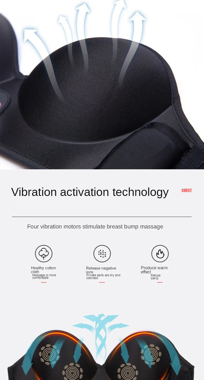 Wireless Vibration Electric Massager – Hot Compress Bra for Chest Care & Breast Firming