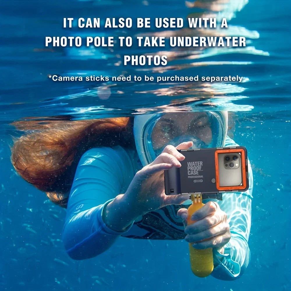 Waterproof Phone Case - 15m Diving Protective Housing with Lanyard for iPhone & Samsung Phones up to 6.8"
