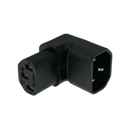 IEC 320 C14 to C13 Adapter - 3-Pin 90-Degree Right-Angle AC Power Extension Converter