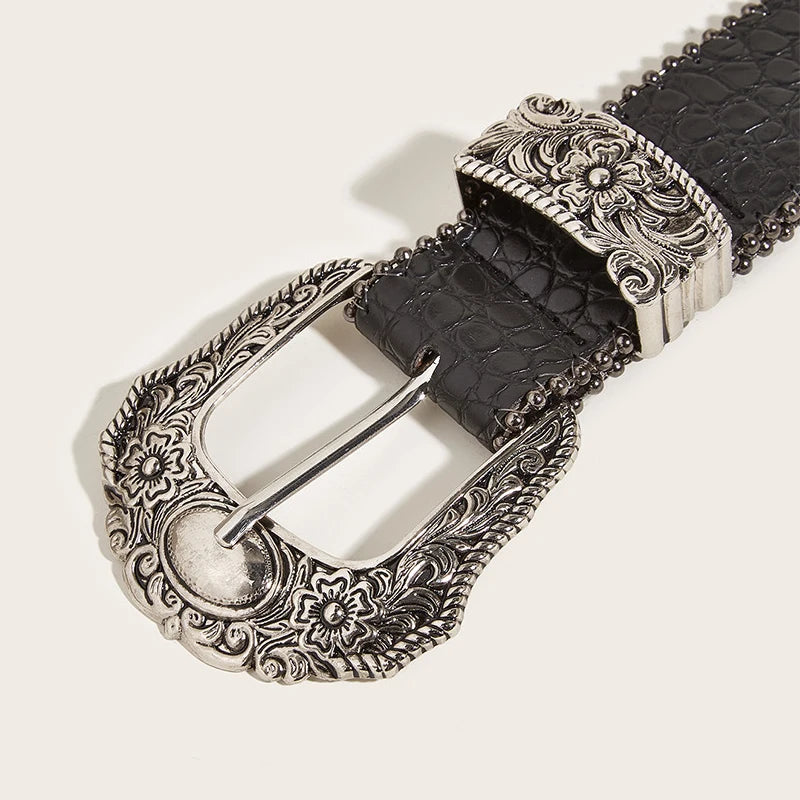Unisex Gothic Y2K Belt – 3.8cm Luxury Punk Waistband for Men & Women, High-Quality Jeans Accessory