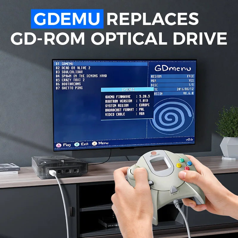 GDEMU V5.20.5 Optical Drive Emulator Kit — Remote Card Mount for SEGA Dreamcast DC Console