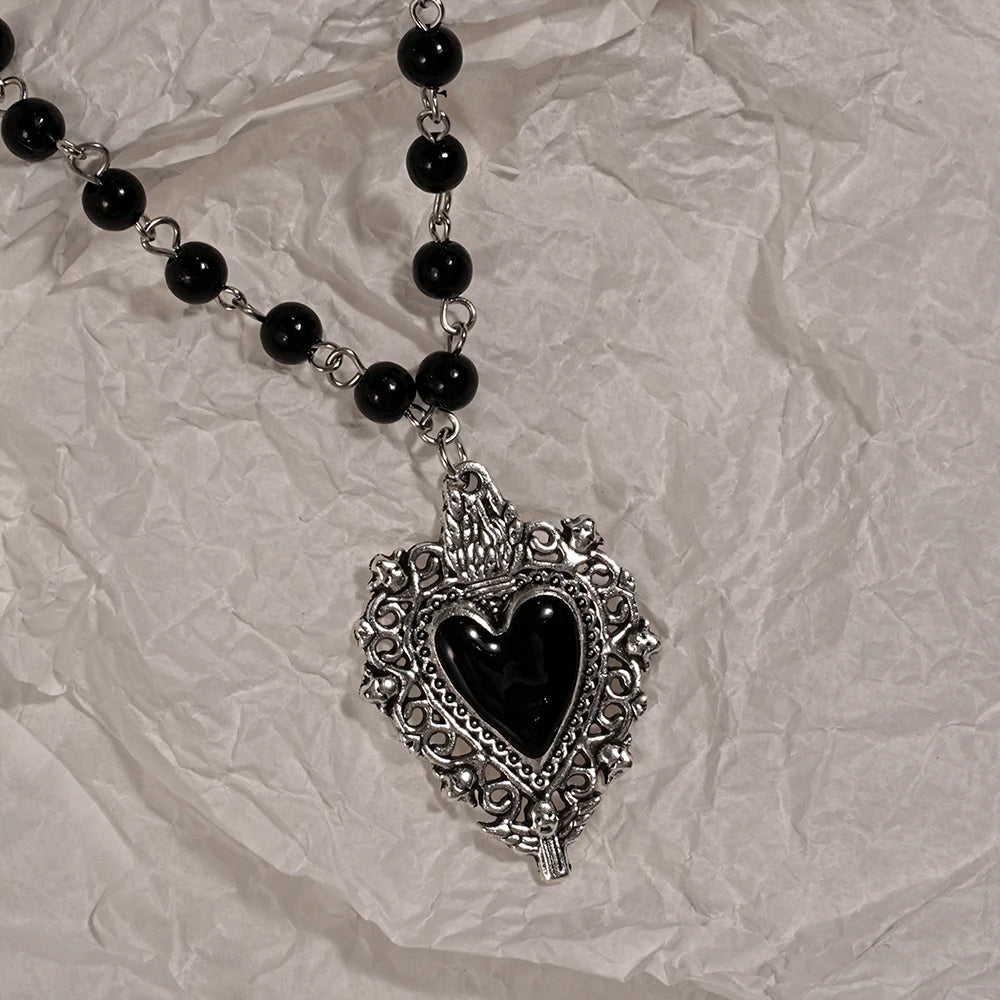 Y2K Cross Love Pendant Necklace - Sweet Cool Girl Personalized Jewelry for Everyday Wear