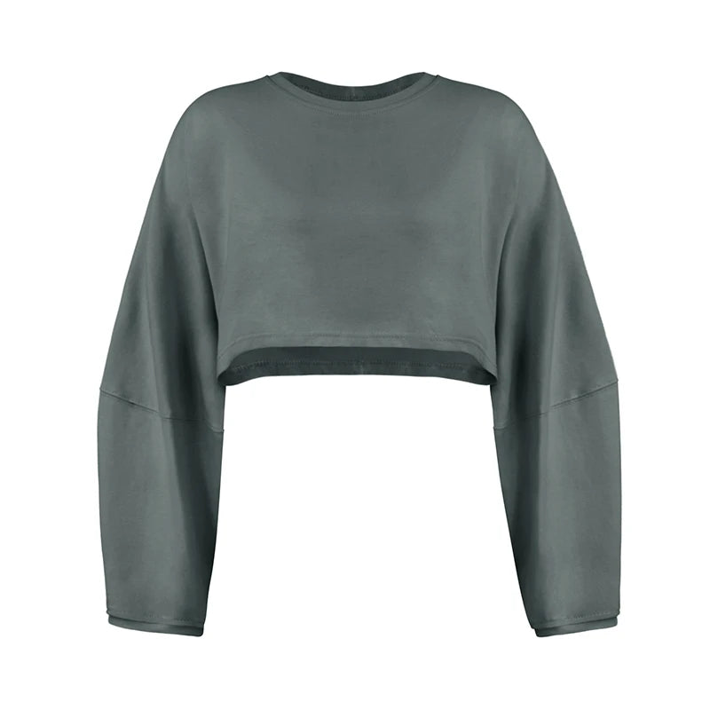 Women’s Sports Crop Top – Long Sleeve Gym & Yoga Workout Fitness Shirt