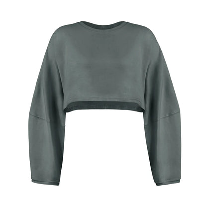 Women’s Sports Crop Top – Long Sleeve Gym & Yoga Workout Fitness Shirt