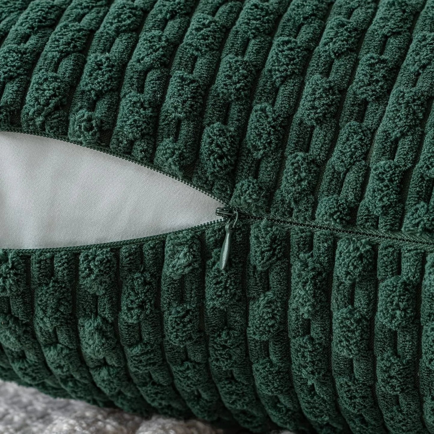 Dark Green Throw Pillow Covers – 16x16 Inch Soft Corduroy Decorative Cushion for Bed, Sofa & Living Room, Boho Home Decor