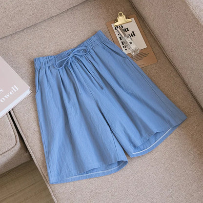 2024 Women’s High Waist Cotton Summer Shorts with Pockets – Casual Loose Fit Soft Cool Shorts for Girls