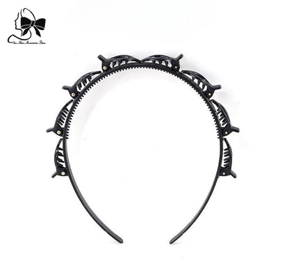 2024 New Double Band Headbands for Women – Non-Slip Hair Bands with Clips, Bezel Hair Hoop, Fashion Headwear
