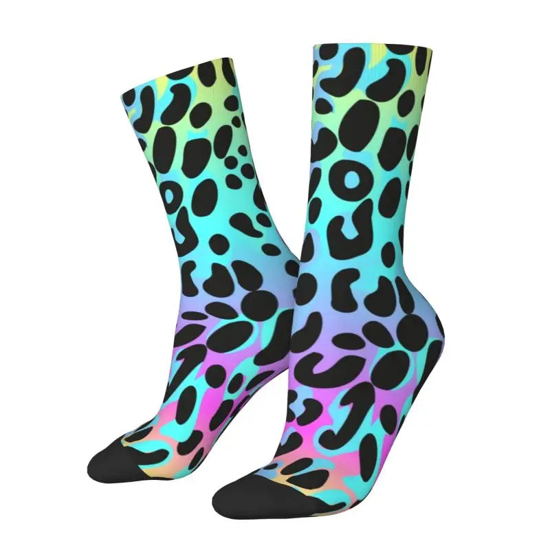 Custom Funny Leopard Print Socks – 3D Animal Cheetah Pattern Warm Sports Socks for Men & Women