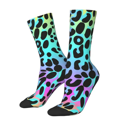Custom Funny Leopard Print Socks – 3D Animal Cheetah Pattern Warm Sports Socks for Men & Women