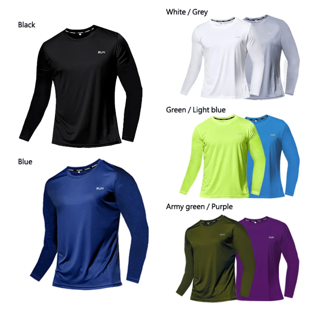 Men's Summer Ice Silk Long Sleeve T-Shirt – Quick Dry, Breathable Sun Protection for Outdoor Running